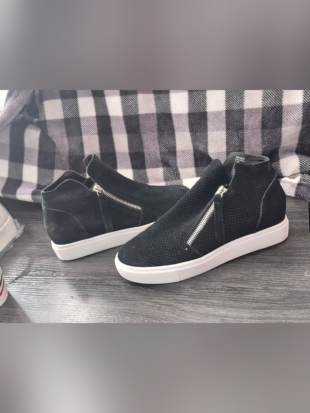 Steve Madden Black Suede Zip-Front High-Top Sneakers